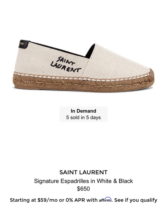 Saint Laurent Shoes - SAINT LAURENT
Signature Espadrilles in White & Black